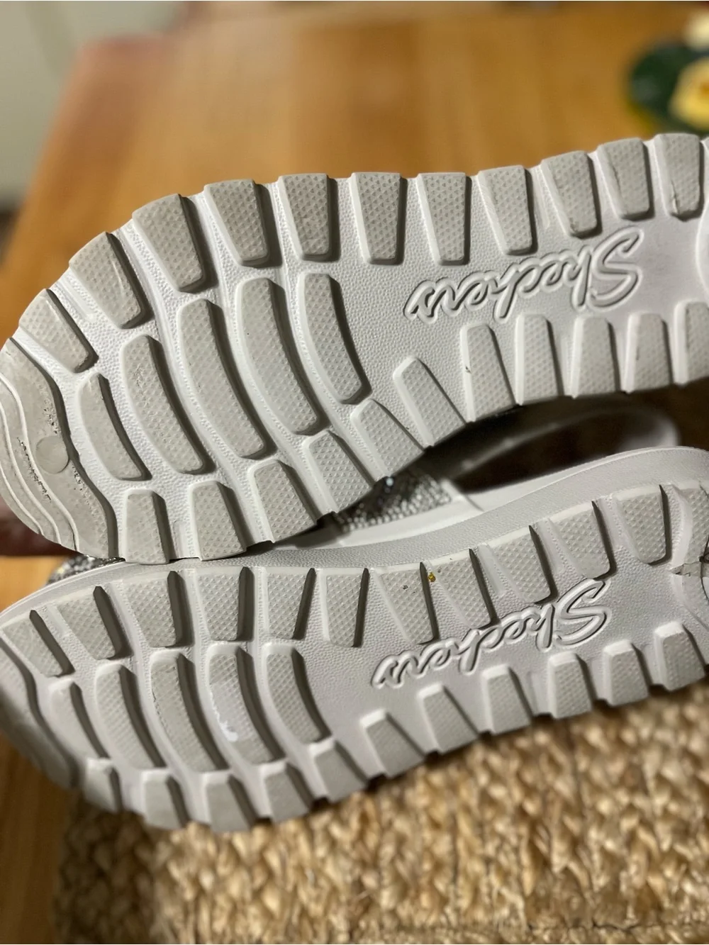 Skechers White Crystal Strap Platform Sandals